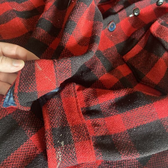 Vintage 60s Lumber King Buffalo Plaid Men M Shacket Jacket Canada - Picture 10 of 12